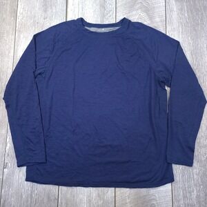 True North Merino Wool Shirt Mens XL Navy Blue Long Sleeve Base Layer Raglan